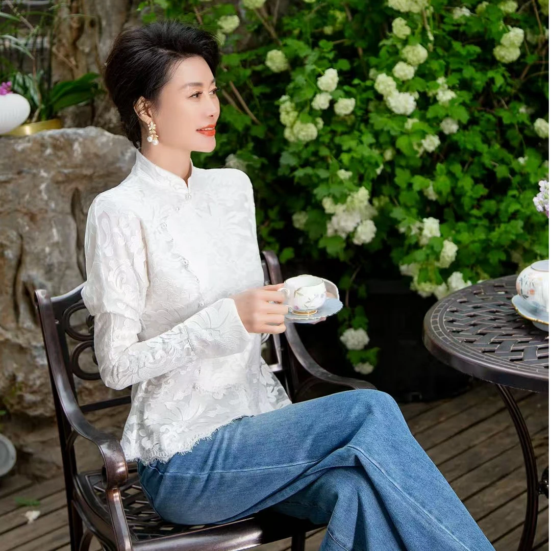 EDFNOT/杨红霞汝意FS中式蕾丝上衣/FS-F25011