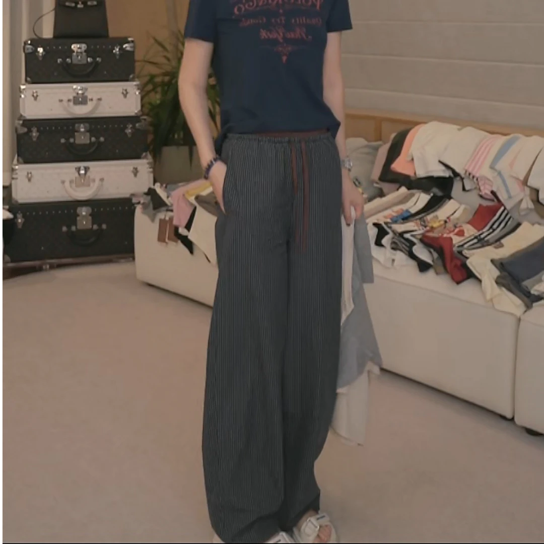 【撞色格子长裤】KZBL56250双腰头撞色新款显腿长休闲舒适百搭长裤