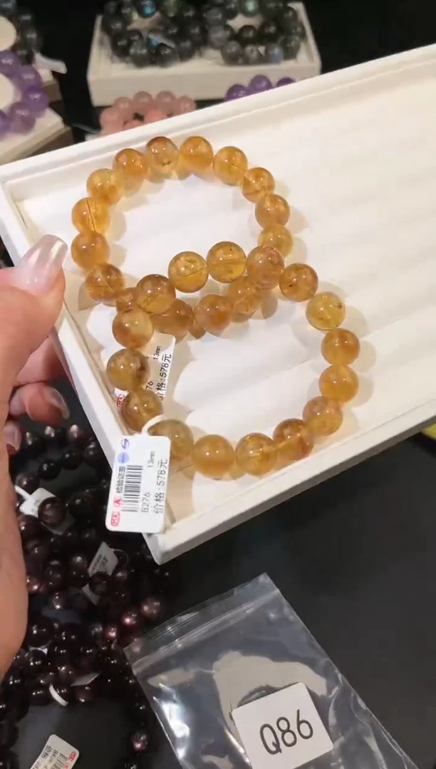 水晶手链未镶嵌多样性发一黄阿赛13mm