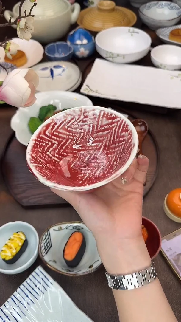 瓷原矿郎红米饭碗
