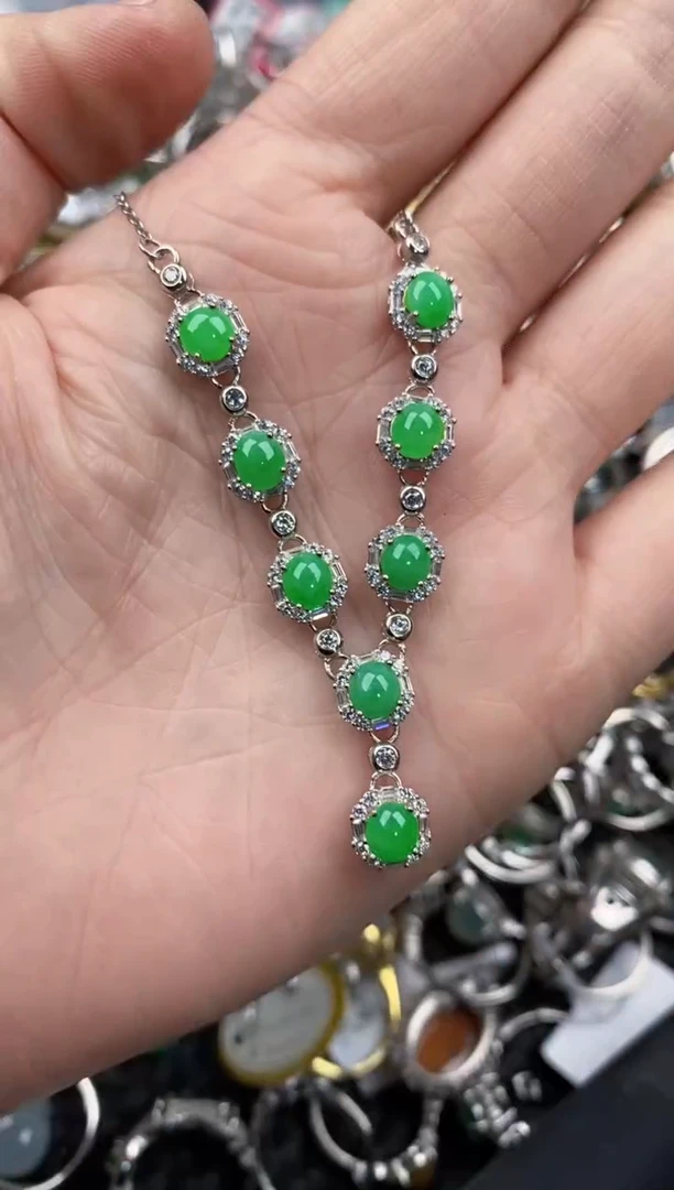 银S925镶嵌戒指翡翠10             8