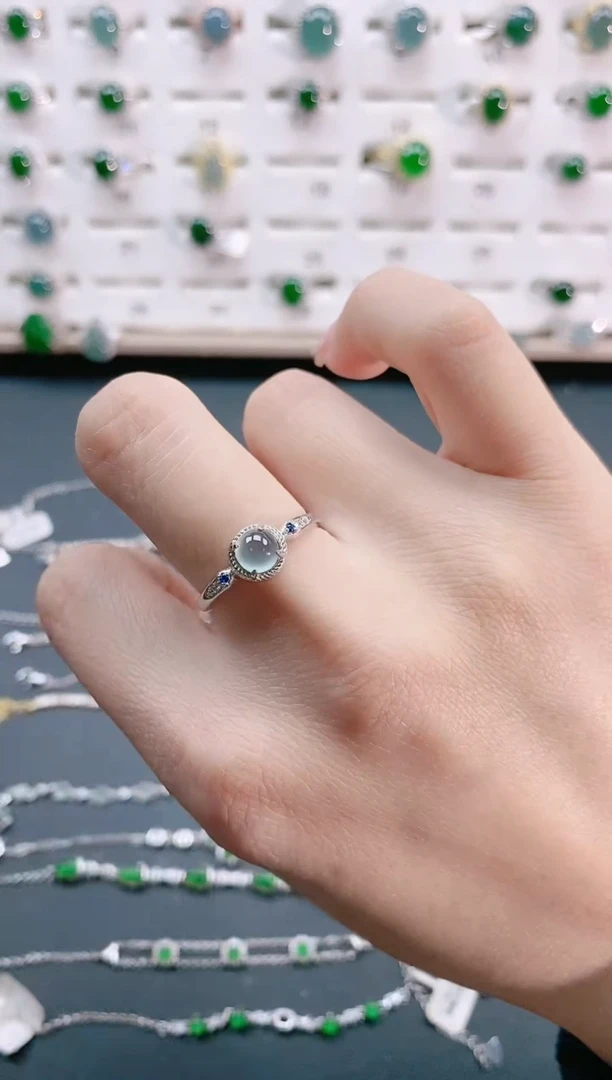 【闪购商品】翡翠戒指银S925镶嵌天然翡翠