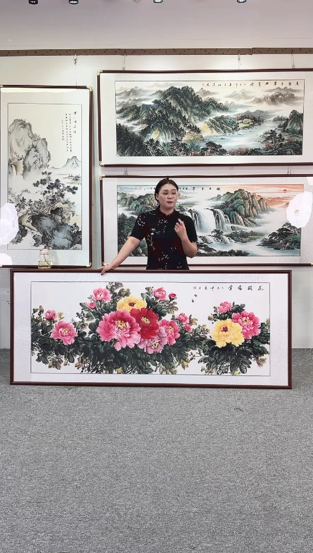 国画纯手绘208x86花开富贵