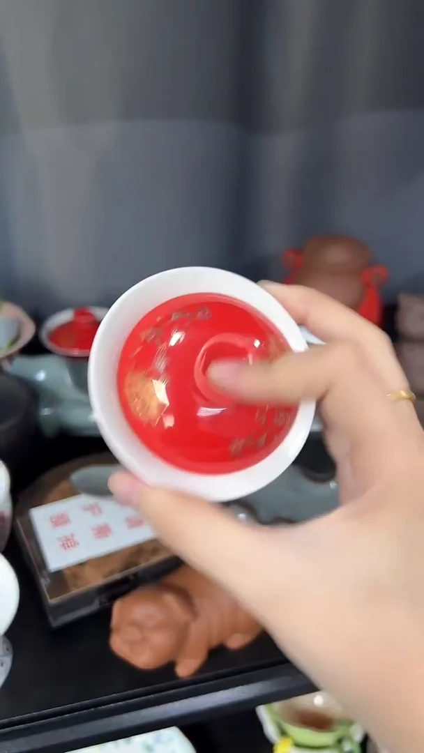 给钱就清  小容量红牡丹盖碗