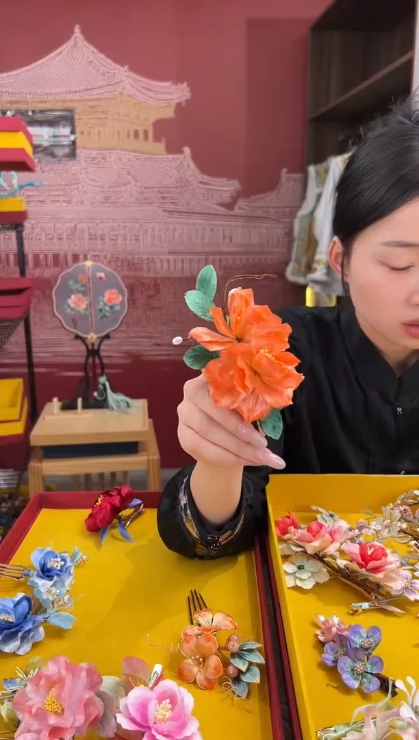 【闪购商品】刺绣非遗绒花（发饰）