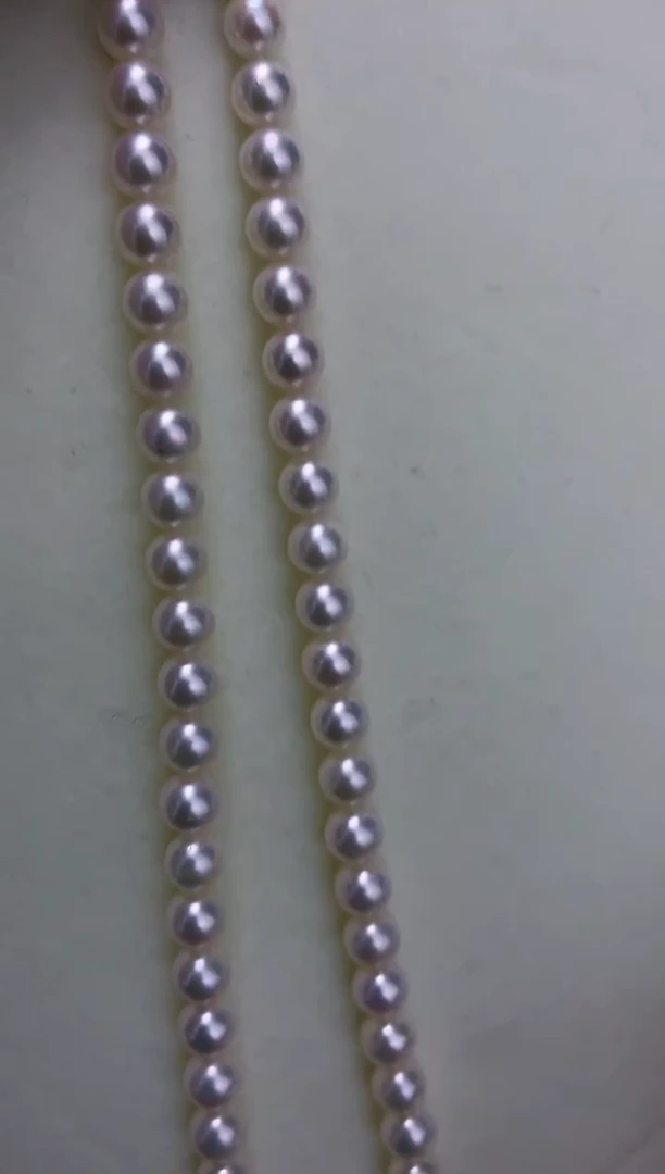 银S925镶嵌DA海水珍珠akoya串链7-8MM GD116