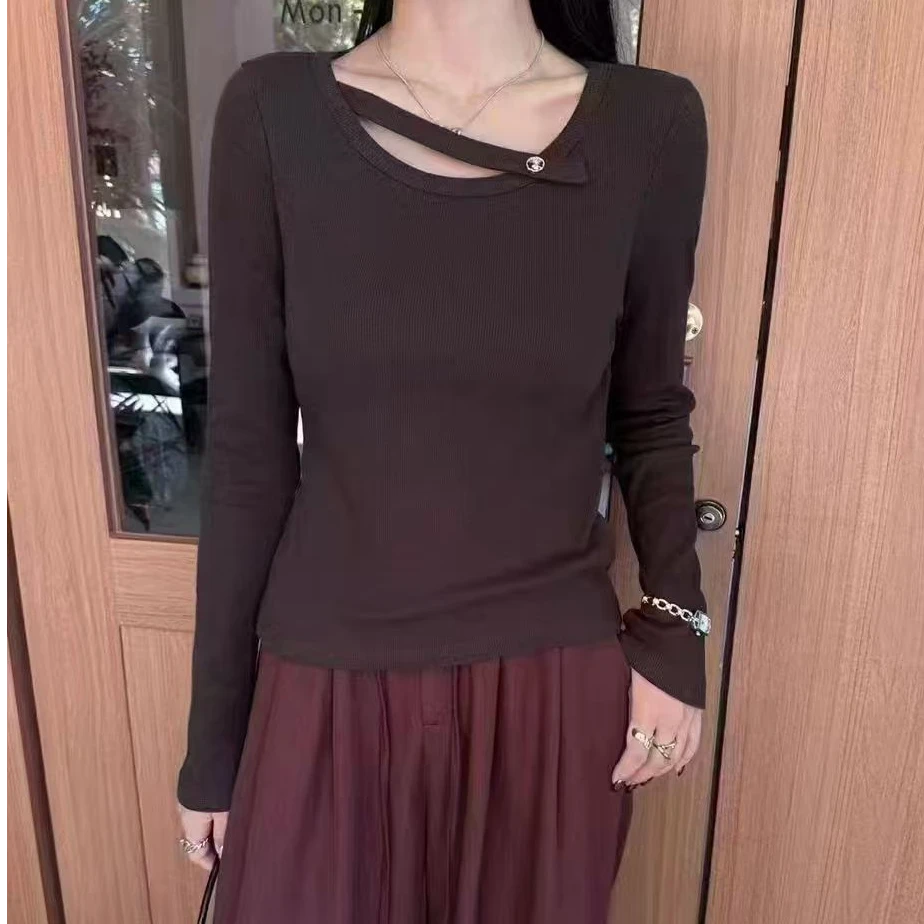 （衣长约50）新款洋气衣服女时尚百搭网红加绒打底衫女内搭8259