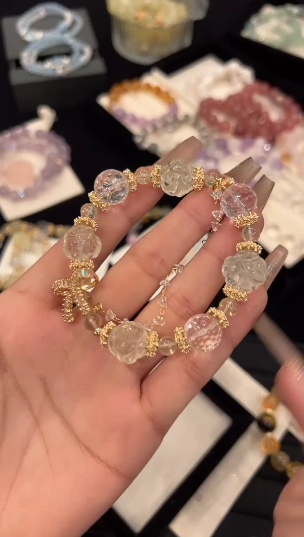 【闪购商品】水晶手链合金黄水晶凤球手链x1342