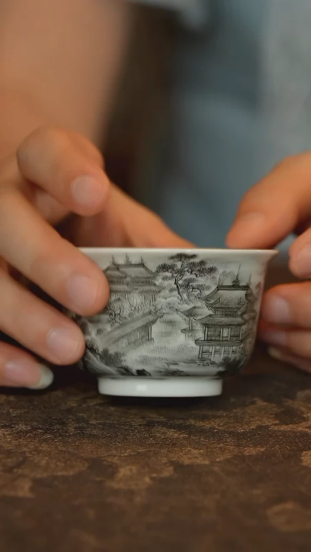 手绘墨彩梁园盛景主人杯