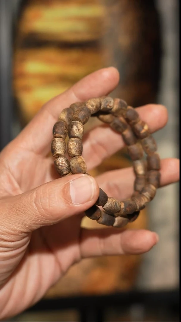 沉香手串海南绿奇楠9mm瘤疤单圈7克 多样性发一