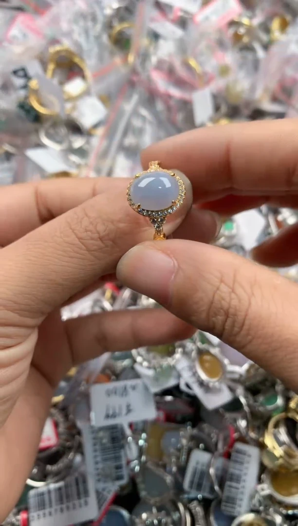 银S925镶嵌戒指翡翠4444---2