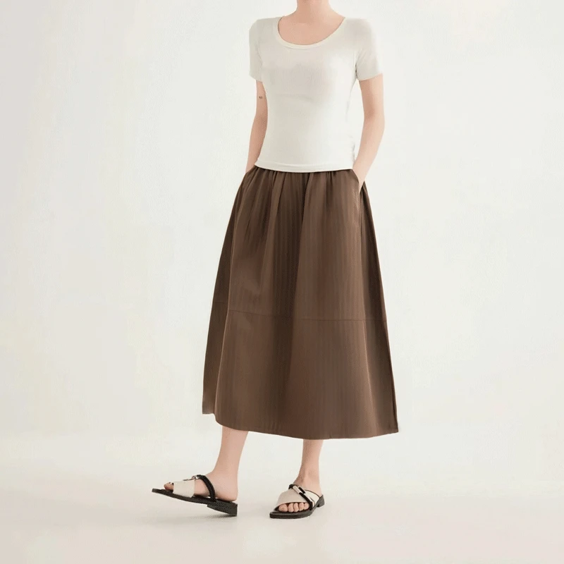 人字纹莱赛尔天丝亚麻半身裙女夏季薄款2025年新款亚麻法式花苞裙