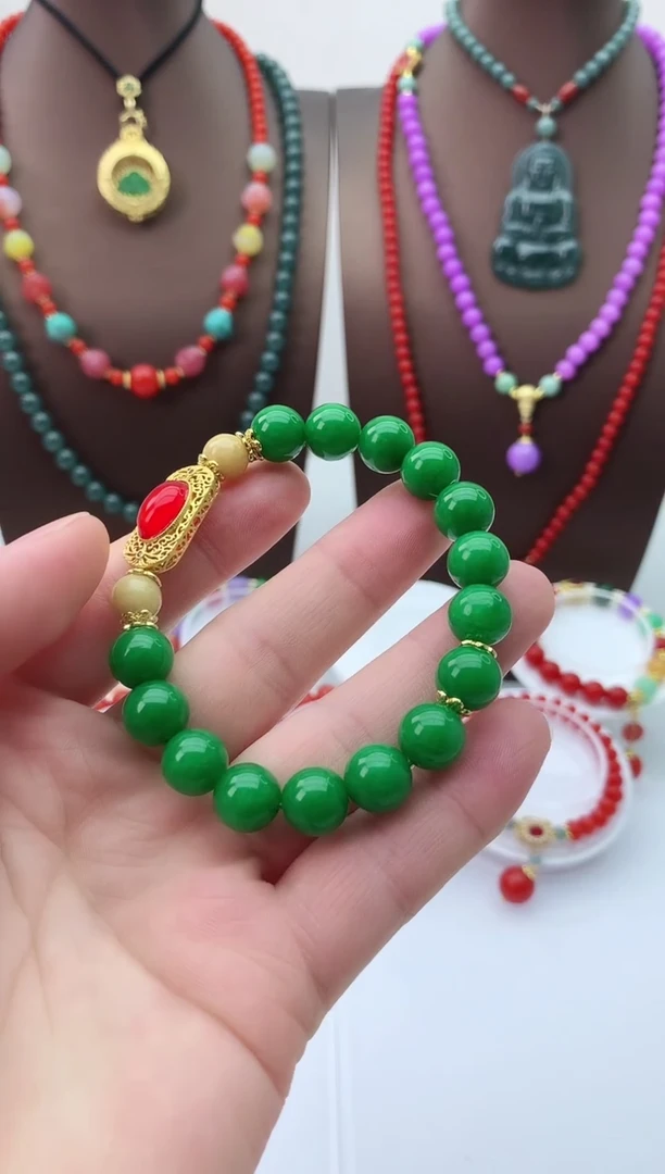 【闪购商品】翡翠手链14K金镶嵌S264手链