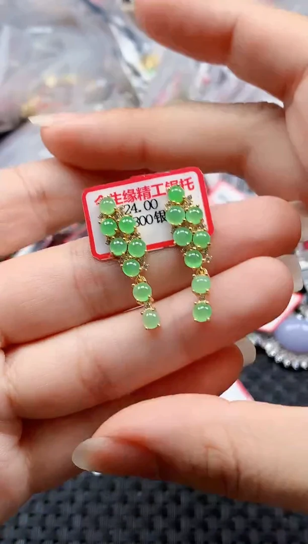 银S925镶嵌戒指翡翠天然A货缅甸翡翠