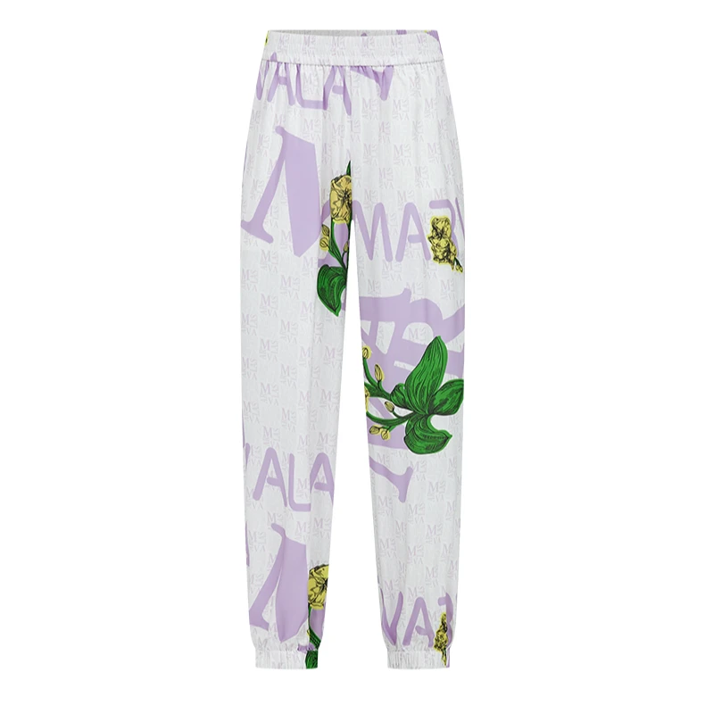 【曼德诗】曼德诗高腰运动裤新款时尚肌理印花休闲长裤M102308533