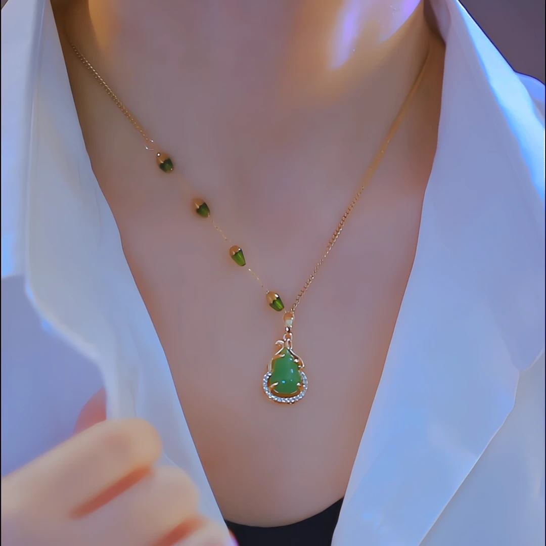 钛钢仿水晶项链 【绿葫芦】轻奢百搭气质锁骨链小众设计感项链女