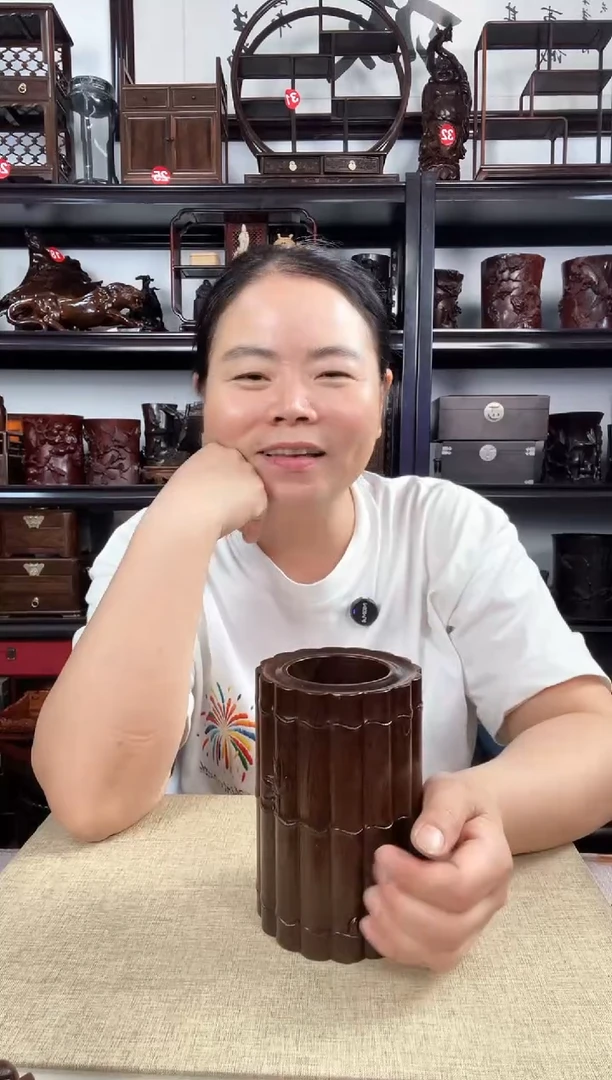 木竹节笔筒老李红木工艺品