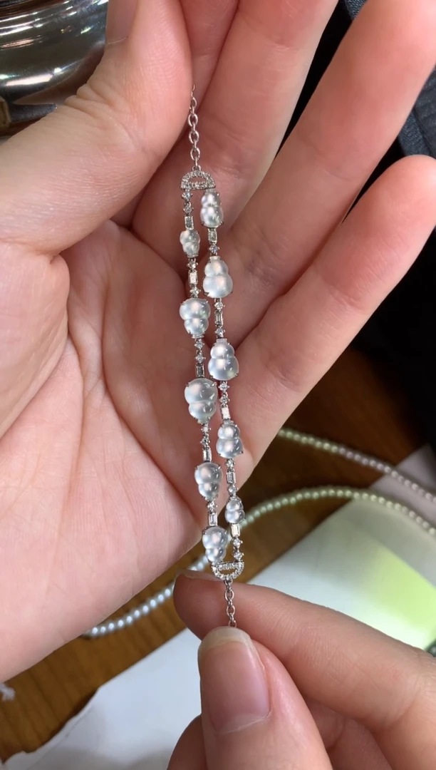 【闪购商品】翡翠手链18K金镶嵌葫芦手链