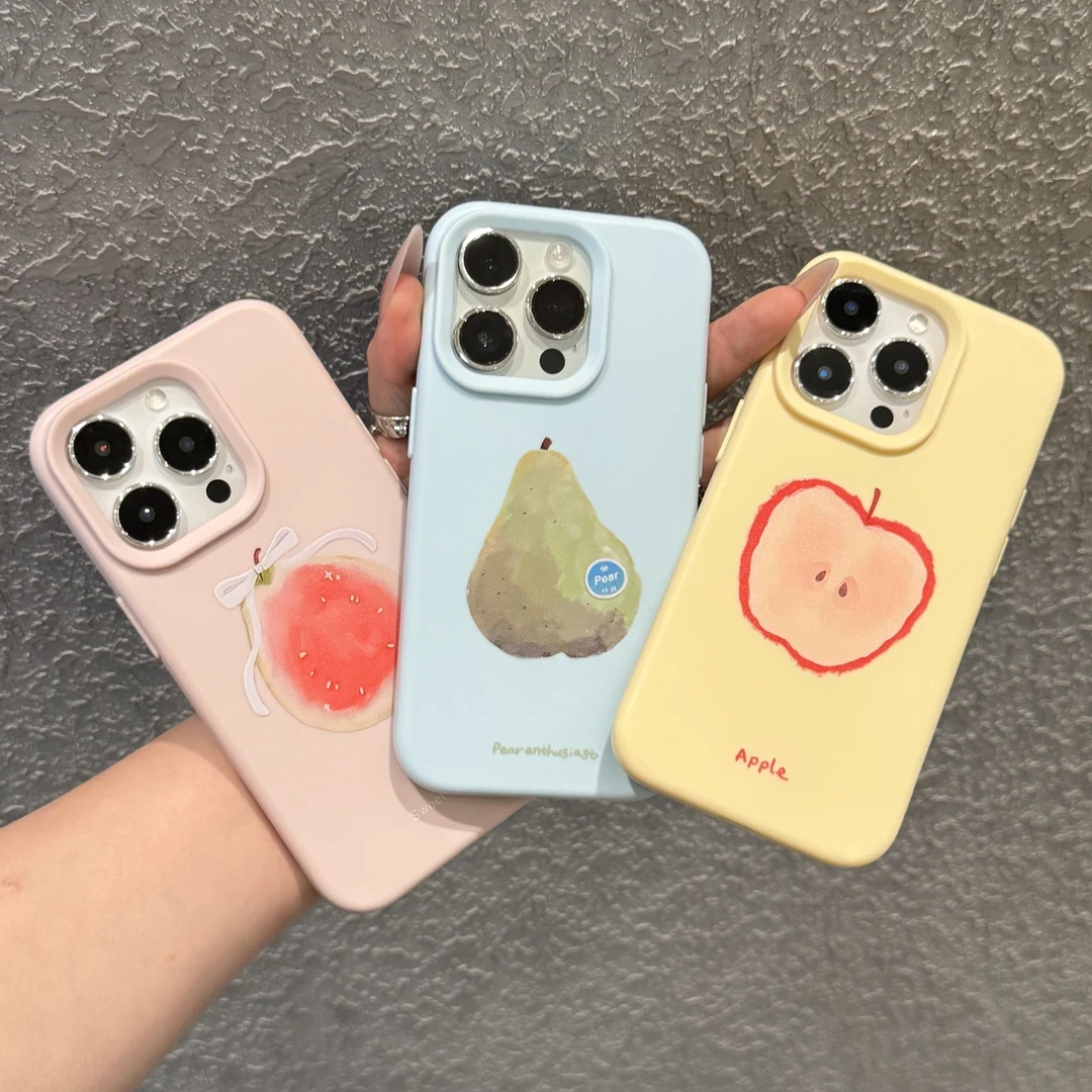 欧克里里趣味苹果梨子适用苹果16/15promax糯米手机壳14/13/12/11
