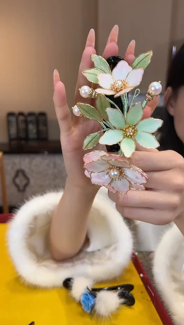 刺绣非遗绒花（发饰）