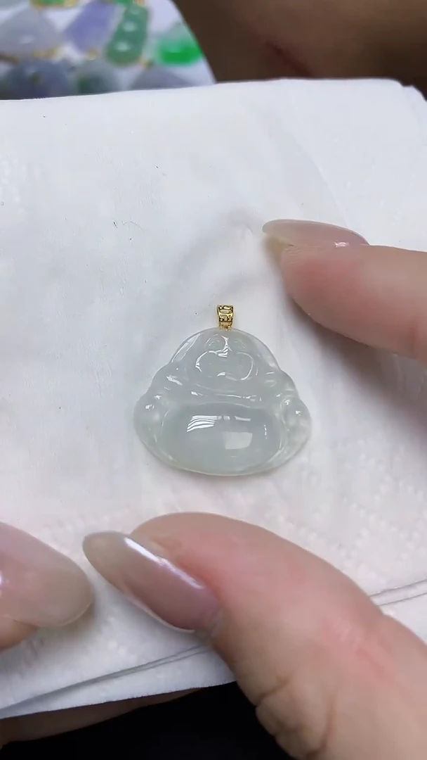 翡翠18K金镶嵌颈饰天然缅甸翡翠A货