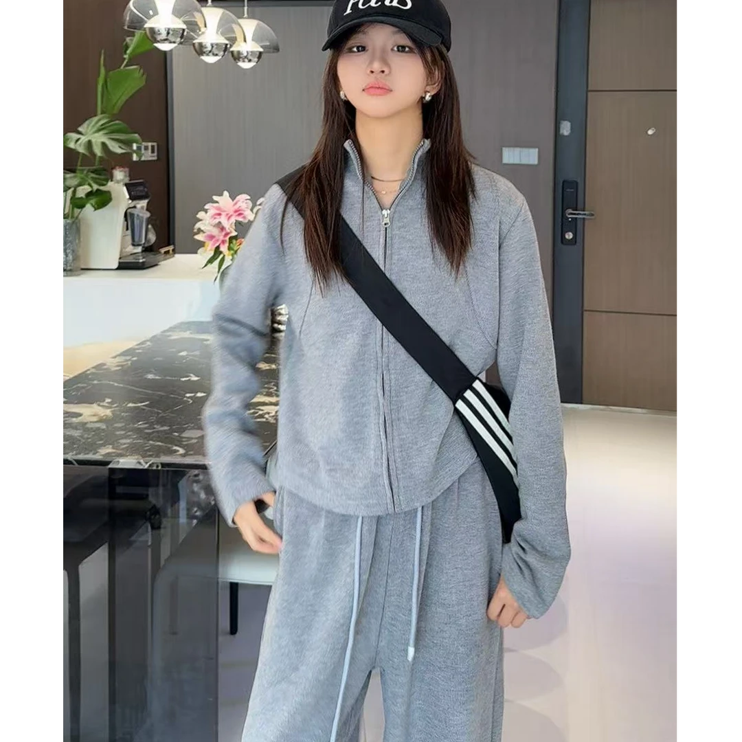 TTY 新款2025秋季简约立领修身显瘦运动风高级感直筒裤套装278090