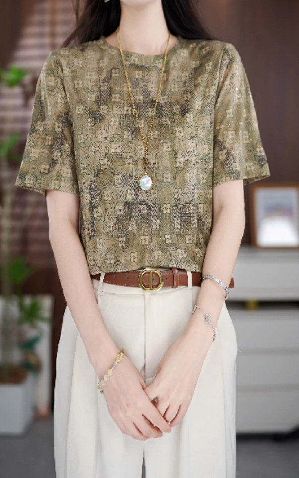 XT1278新款时尚百搭气质宽松减龄短袖上衣-悠悠