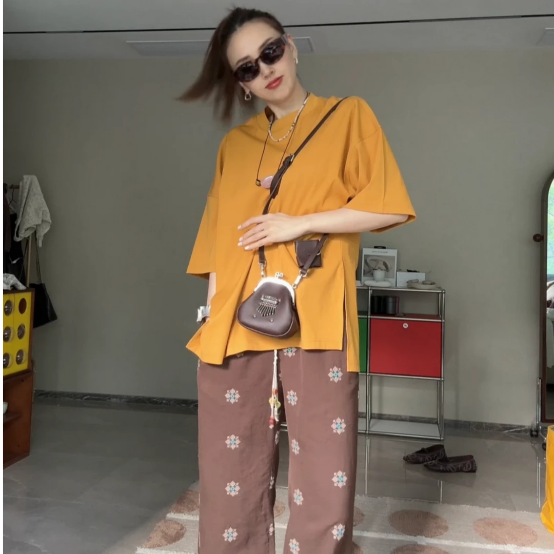 YAHY设计师品牌重磅刺绣亚麻裤YH25SS004