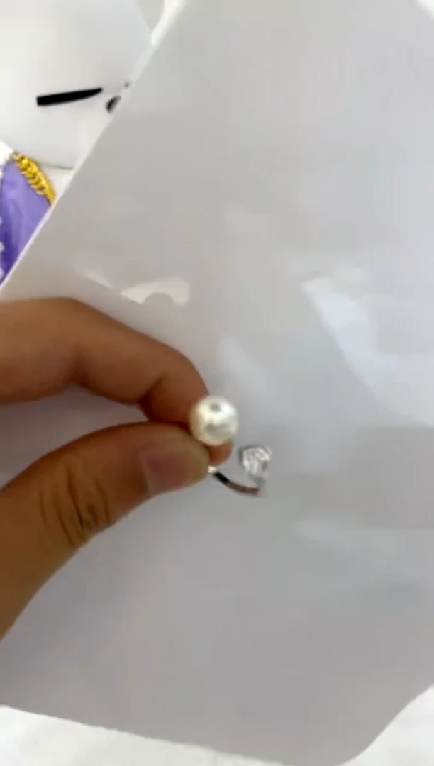 银S925镶嵌戒指海水珍珠9-10