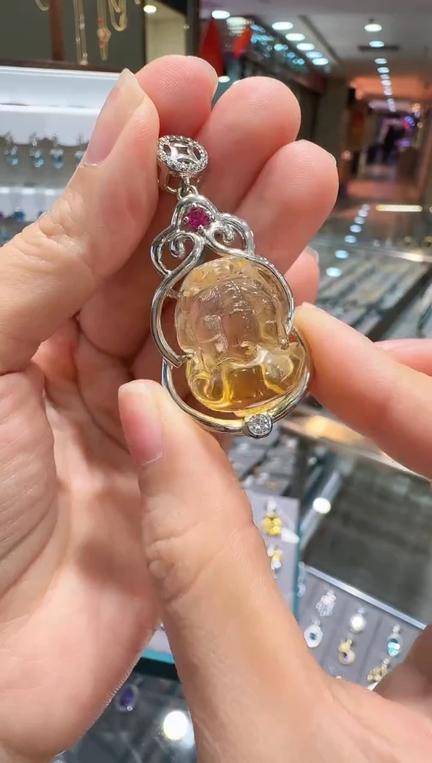 吊坠(不含链)银S925镶嵌黄晶005