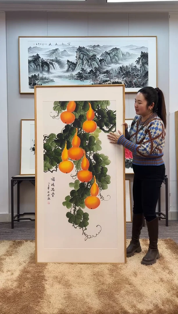 国画手绘葫芦162*82尺寸