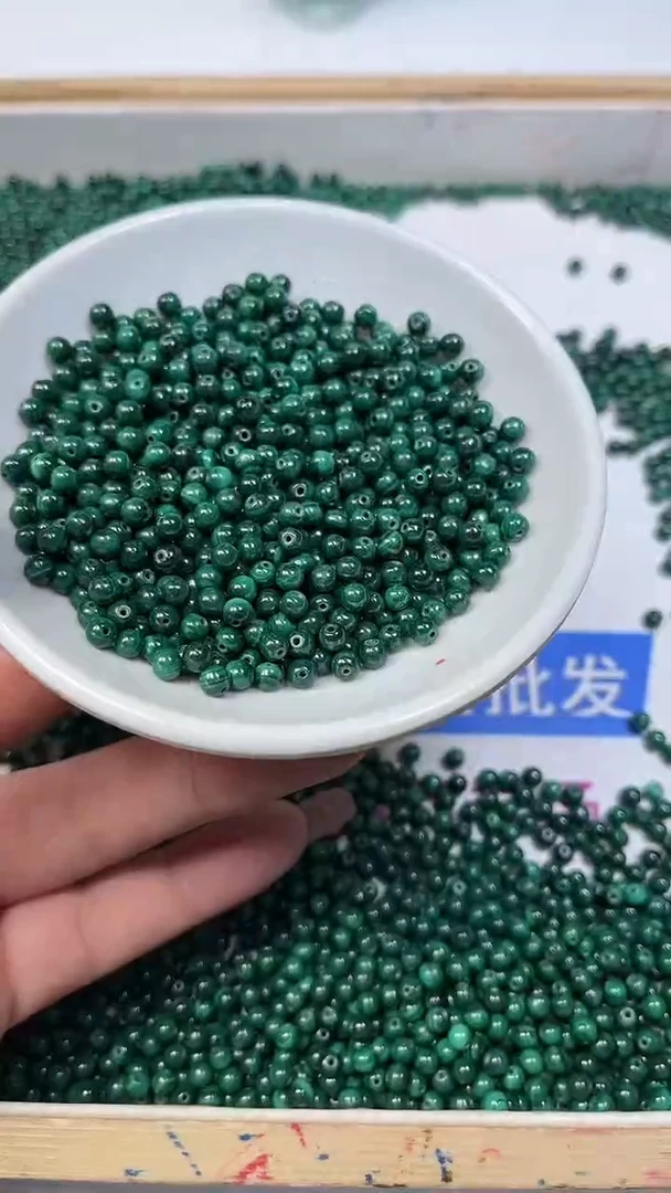 未镶嵌孔雀石散珠B2235孔雀石4mm25颗9.9元