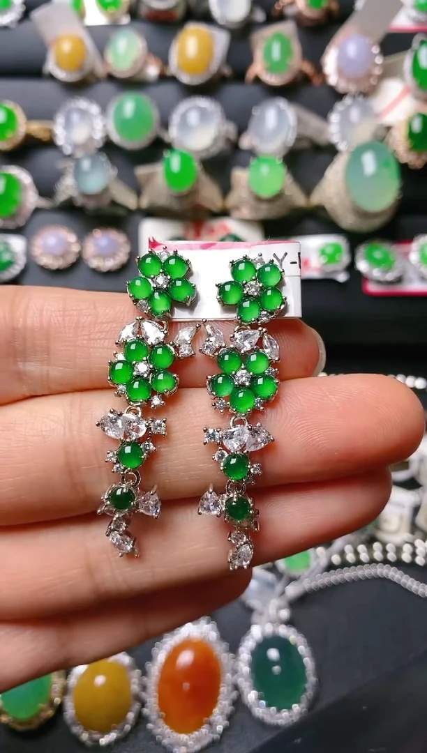 【闪购商品】翡翠戒指银S925镶嵌天然A货翡翠1