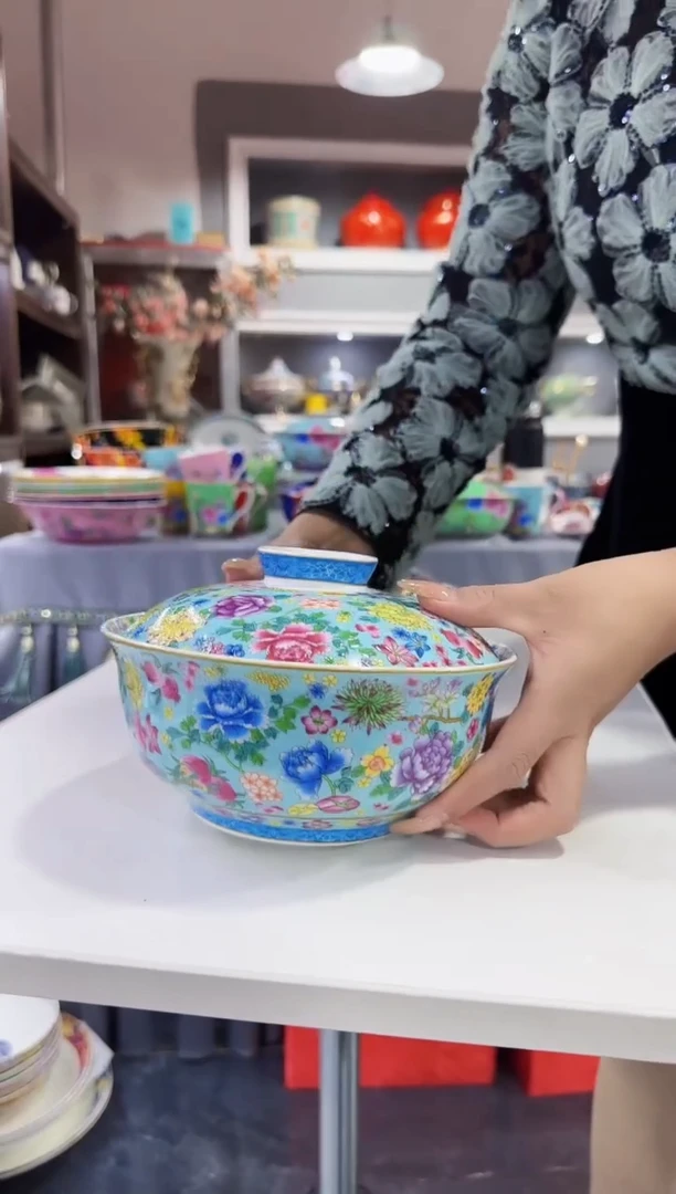 珐琅7.5英寸【盖碗】1个景德镇陶瓷