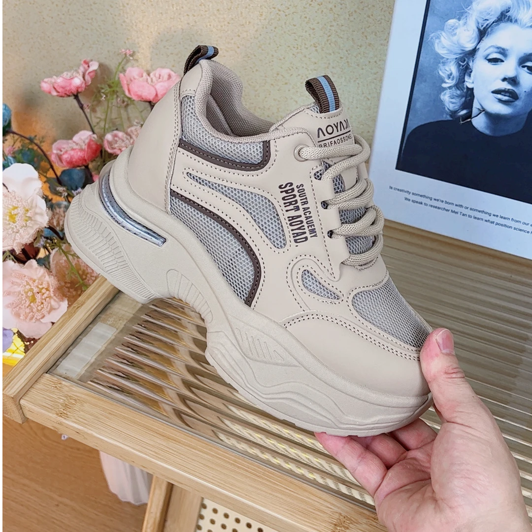 8公分厚底内增高老爹2025年夏季新款网红百搭爆款新款老爹鞋