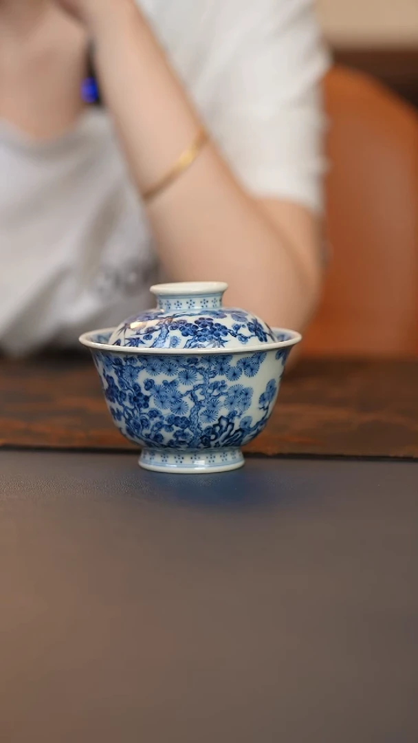 成蕴松竹梅二才盖碗