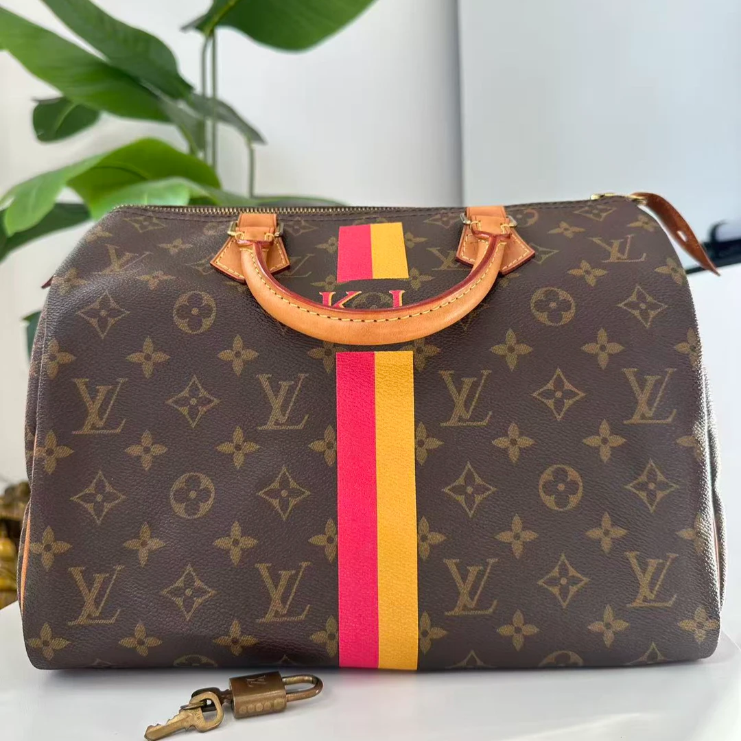 95新 LouisVuitton/路易威登 老花涂鸦刻字speedy30/手提时尚箱包