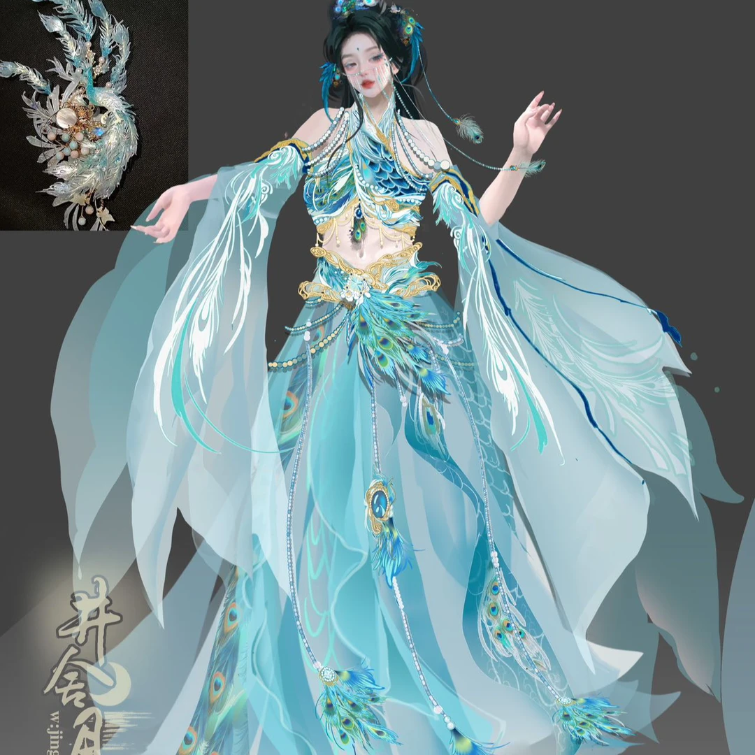 闺梦令 孔雀 原创汉服女异域风春夏季西域风汉元素敦煌飞天套装