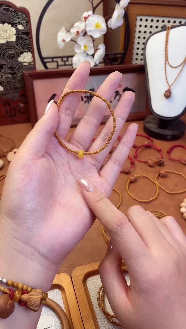 手串桃核竹节手串一物一拍单圈素款加跑环