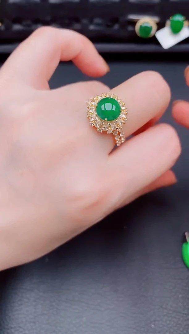 【闪购商品】翡翠戒指银S925镶嵌天然a货翡翠272