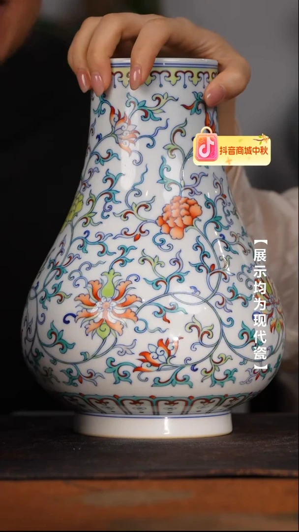 涂杏花斗彩缠枝莲福桶瓶@@txh249
