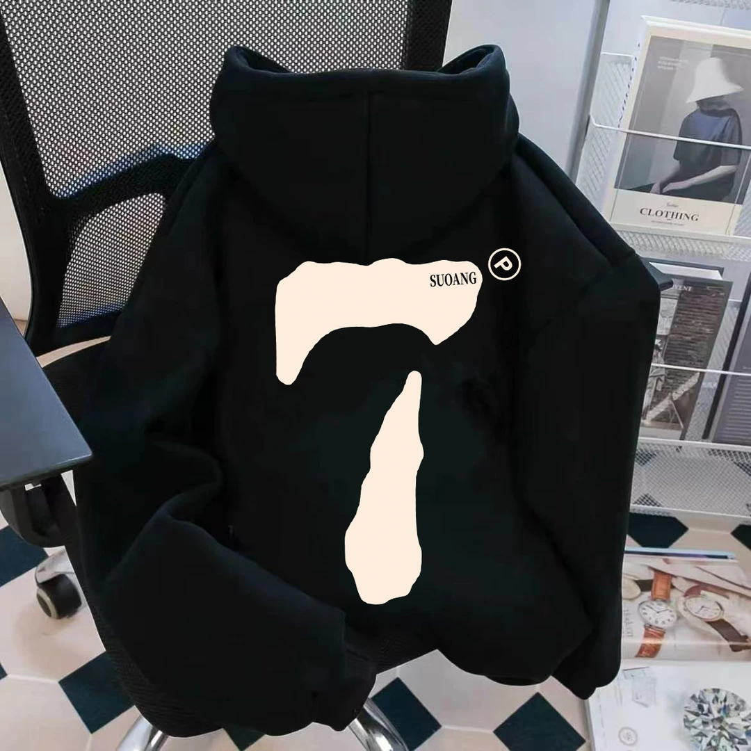 重磅加绒加厚连帽卫衣男女同款高街字母印花潮牌休闲男女长袖外套