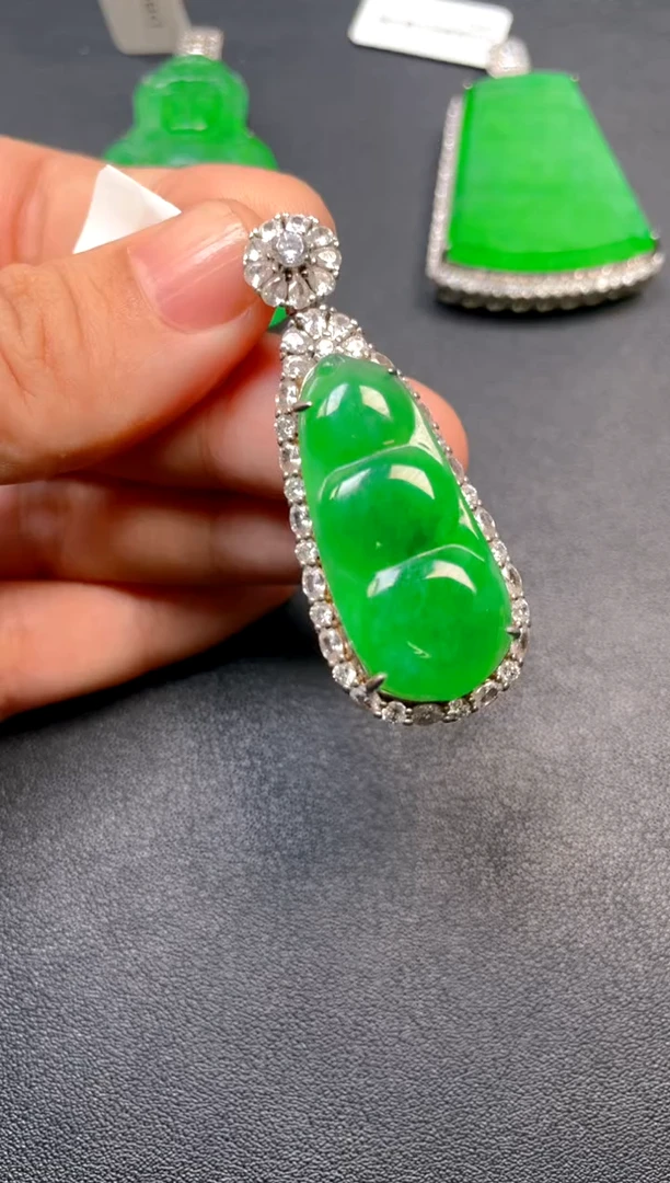 吊坠(不含链)银S925镶嵌翡翠吊坠