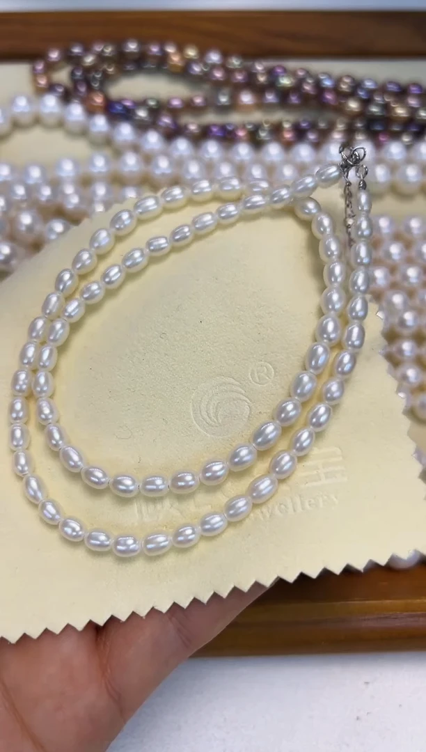 项链银S925镶嵌淡水珍珠4mm