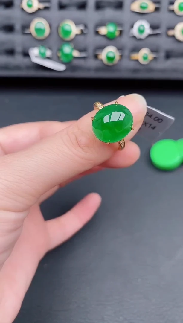 银S925镶嵌戒指翡翠天然 a货翡翠146