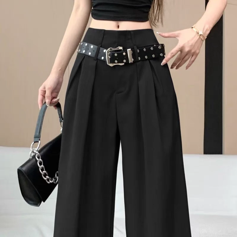 51362#女士新款休闲裤显瘦高腰休闲腰带特色夏季长裤