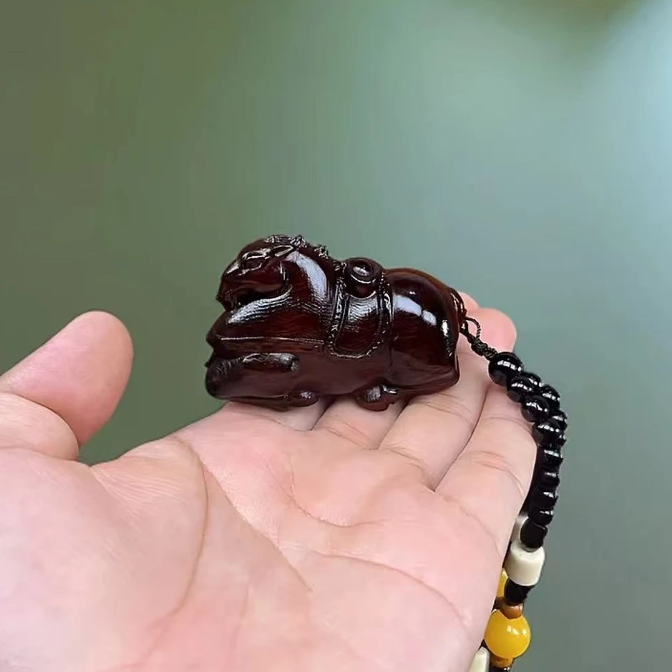 紫檀木【生肖马】实木雕刻文玩摆件挂件