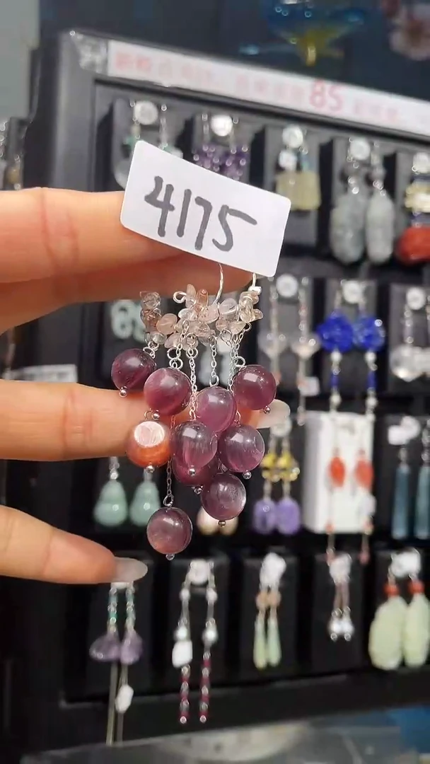 银S925镶嵌耳饰紫晶喜欢拍微瑕