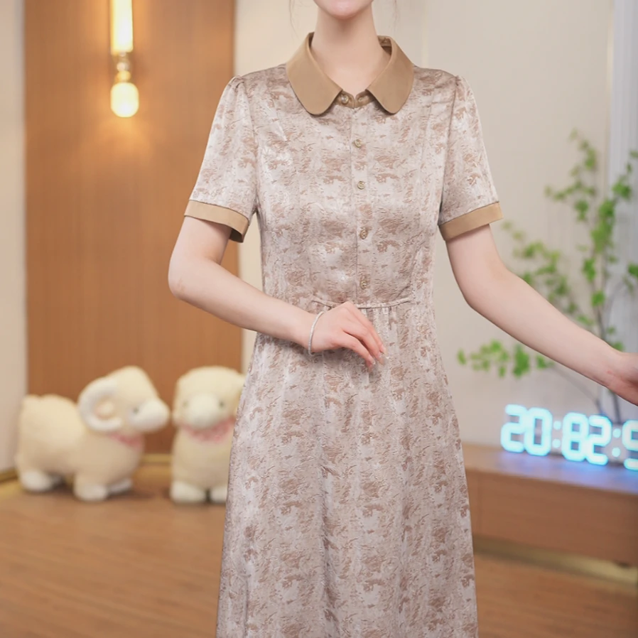 【直播专享】桑蚕丝裙子女夏季国风2025新款连衣裙真丝显瘦中式