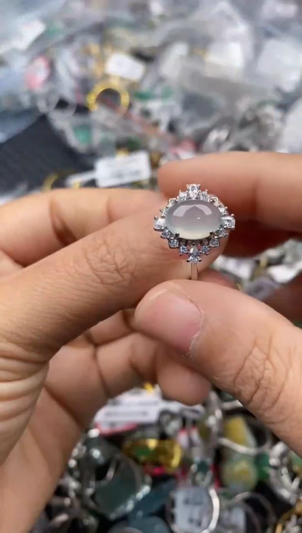 银S925镶嵌戒指翡翠111        5